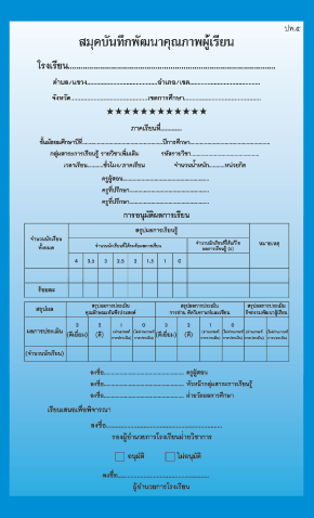 ปพ.5 รายวิชาเพิ่มเติม ( มัธยมศึกษา )